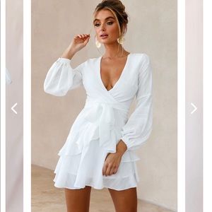 Selfie Leslie KERRY LAYERED BALLOON SLEEVE DRESS WHITE / White Dress